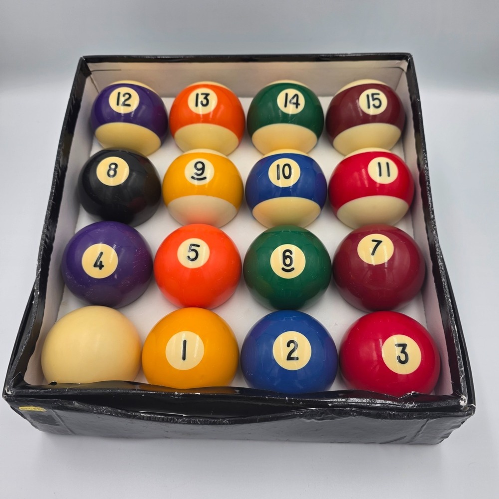 Complete Pool Ball Set Unbranded Pre-owned NOT IN ORIGINAL BOX